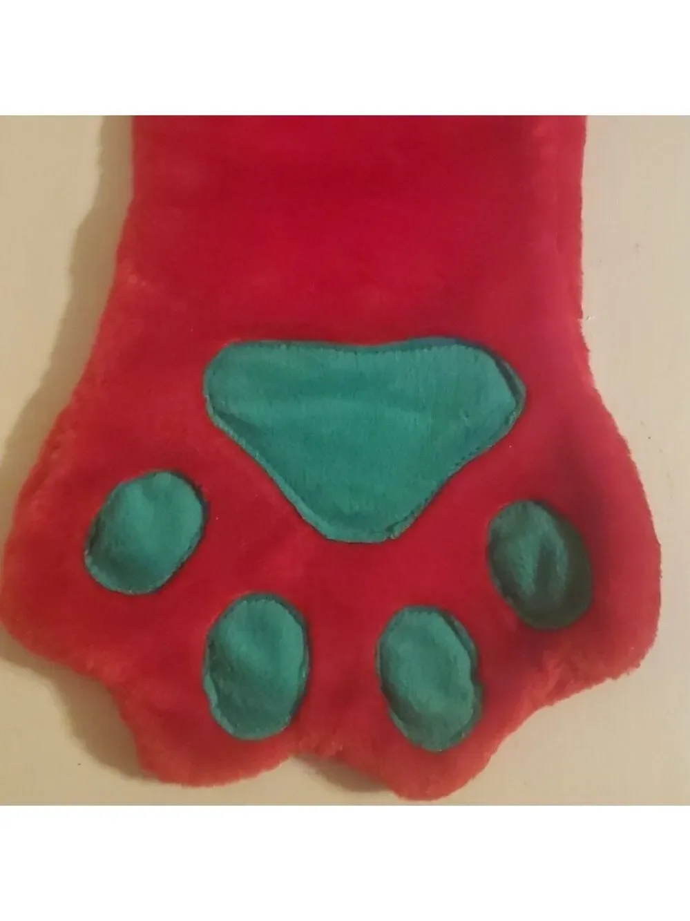 Dog Christmas stocking Plush Pet Dog Holiday Red Green Faux Fur Paw Shape